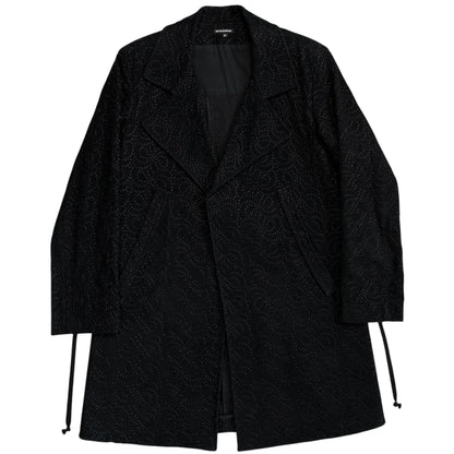 Ann Demeulemeester Embroidered Black Precision Coat - AW14
