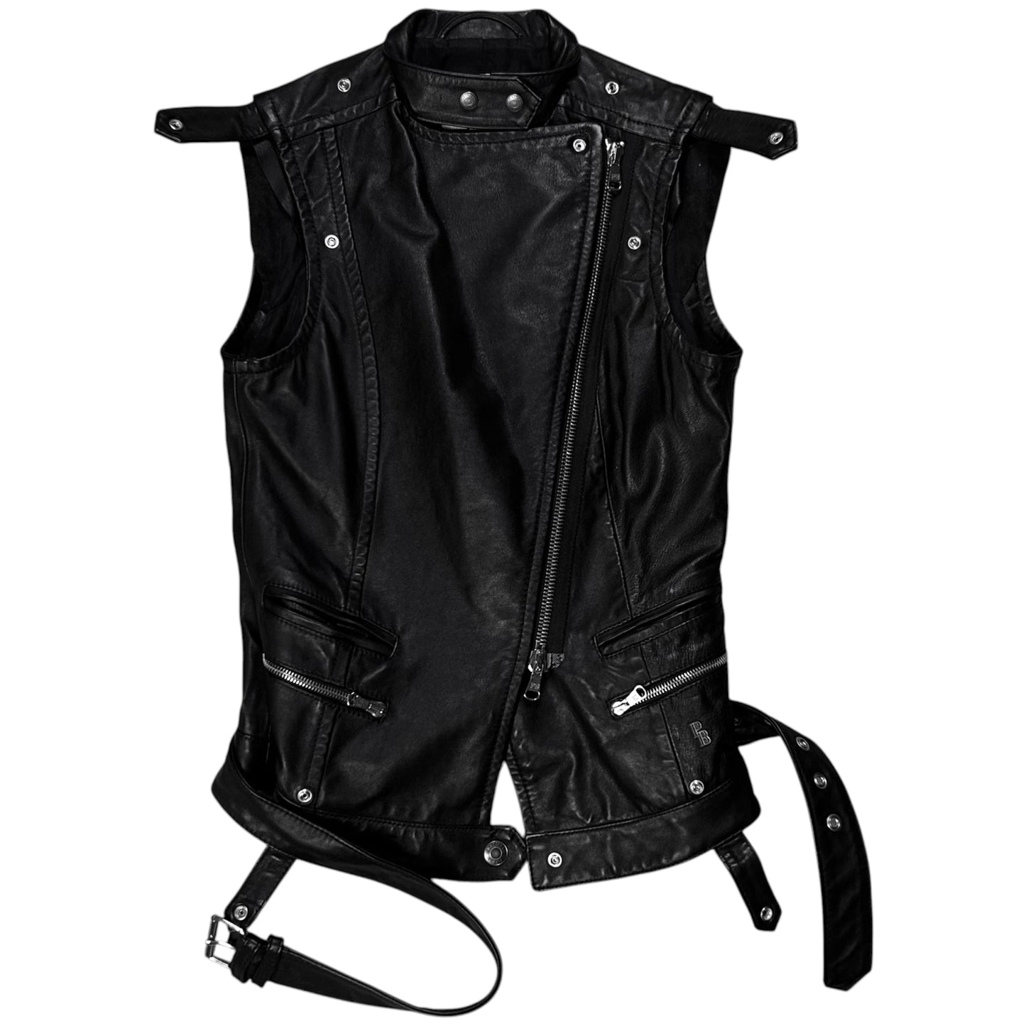 Balmain by Olivier Rousteing Belted Biker Leather Vest - SS12