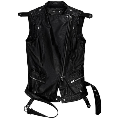 Balmain by Olivier Rousteing Belted Biker Leather Vest - SS12