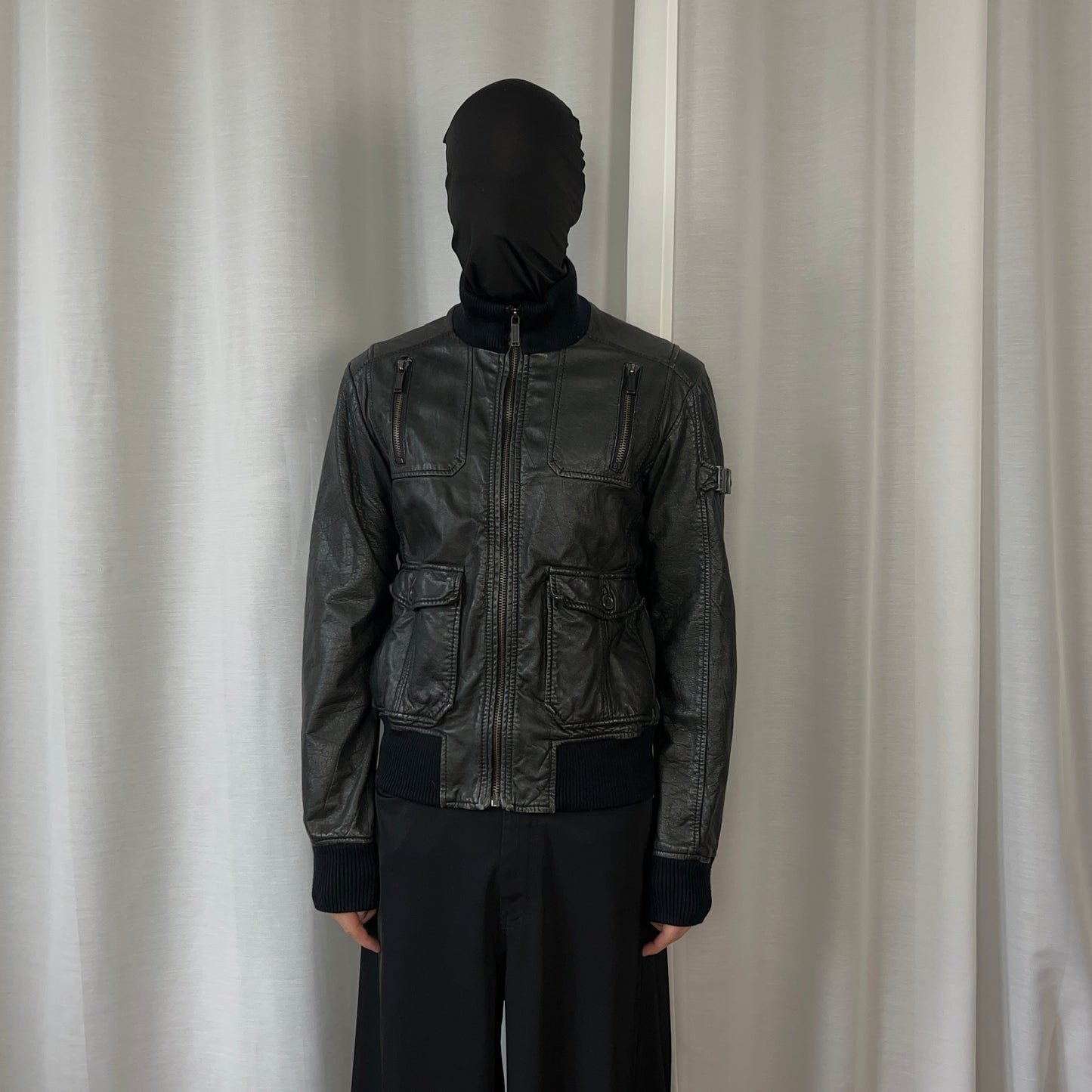 Dirk Bikkembergs Cargo Flight Leather Jacket