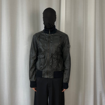 Dirk Bikkembergs Cargo Flight Leather Jacket