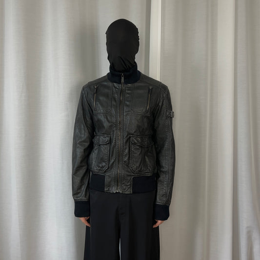 Dirk Bikkembergs Cargo Flight Leather Jacket