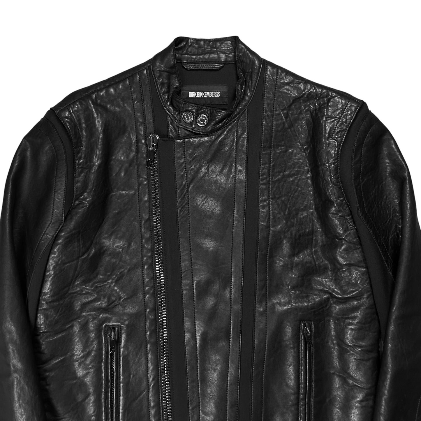 Dirk Bikkembergs Asymmetric Zip Moto Leather Jacket