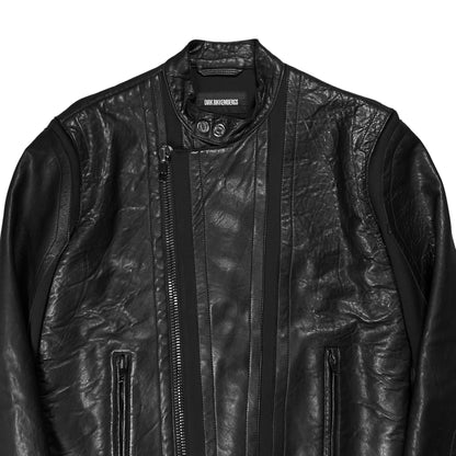Dirk Bikkembergs Asymmetric Zip Moto Leather Jacket