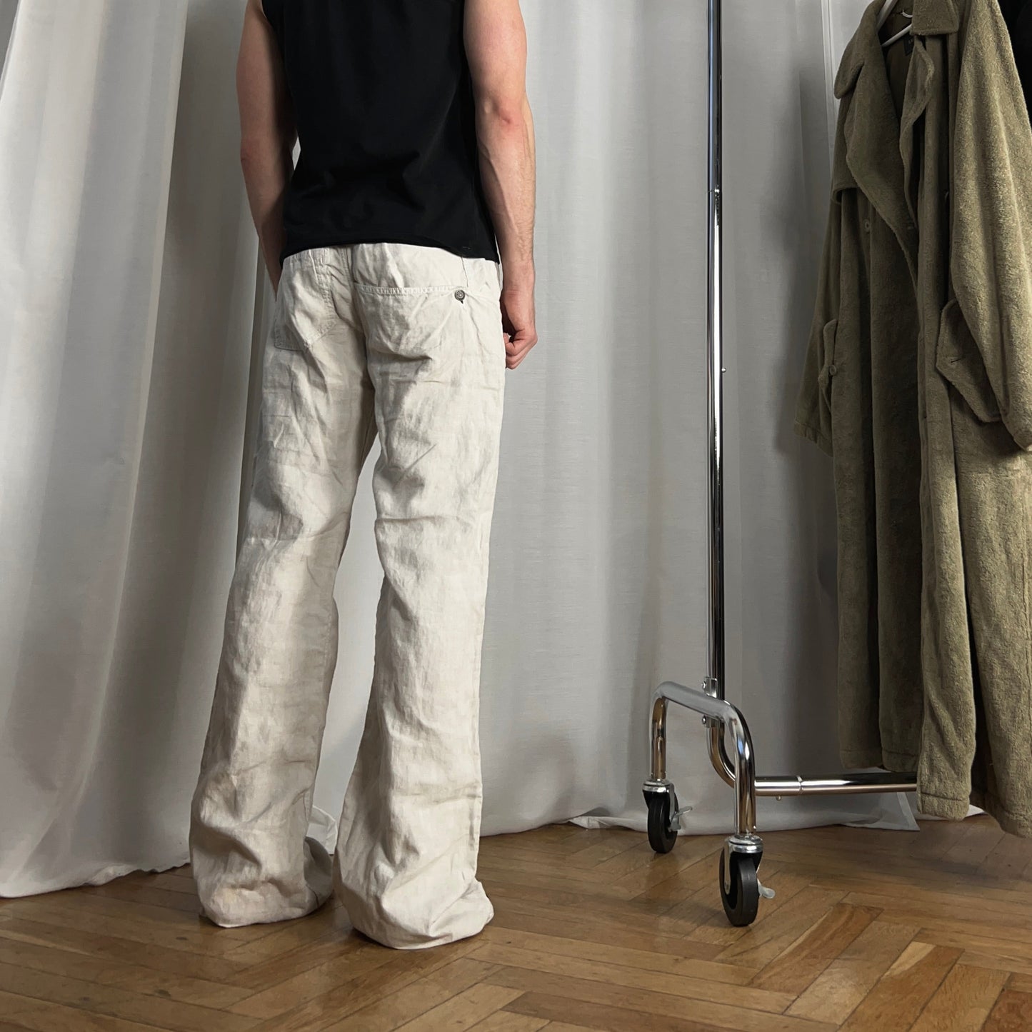 Y‘s Yohji Yamamoto Deconstructed Back Pocket Linen Pants