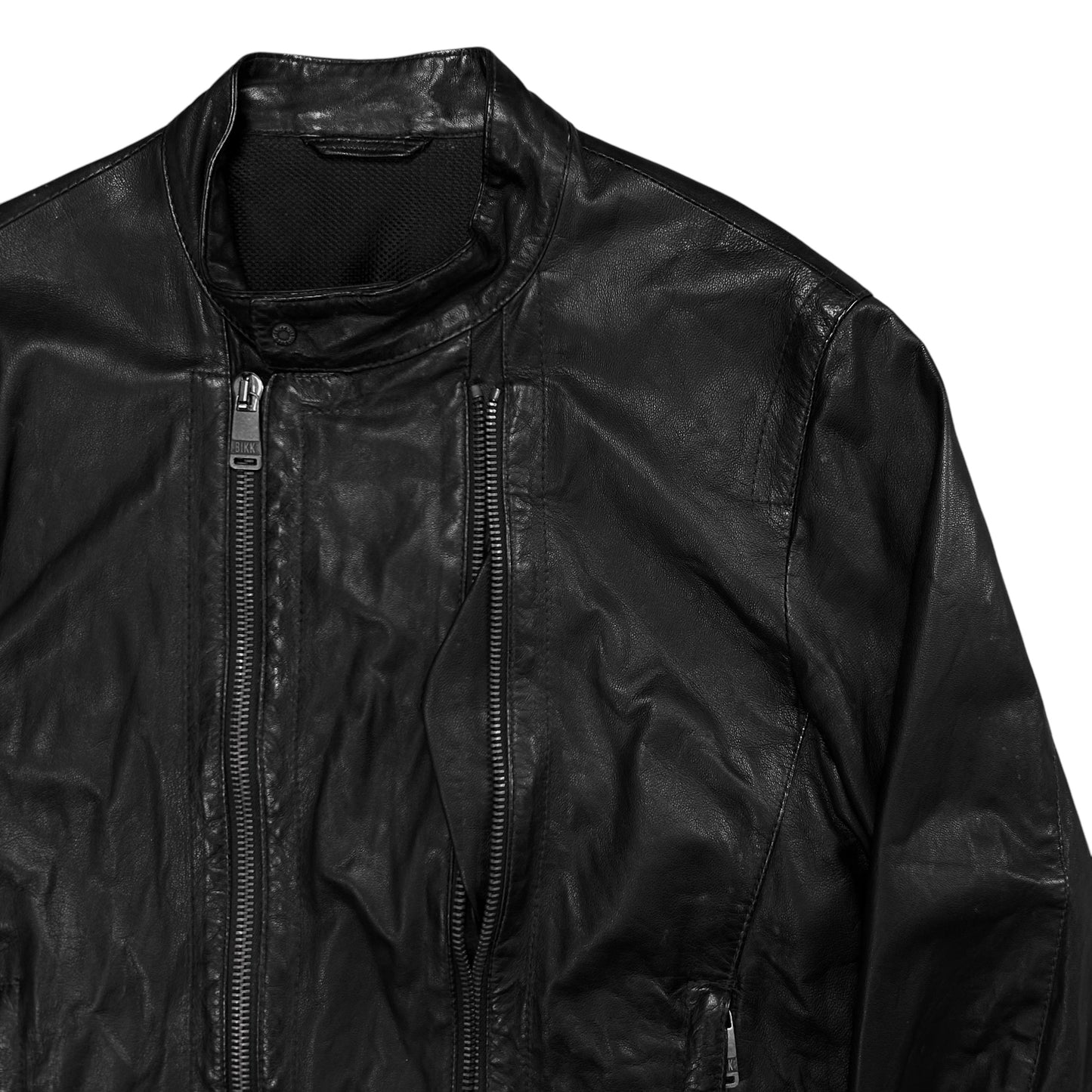 Dirk Bikkembergs Double Zip Racer Leather Jacket