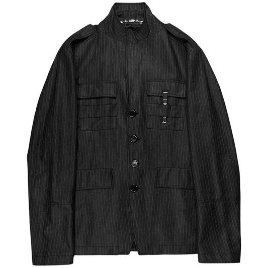 Dirk Bikkembergs Metal Clip Pinstripe Military Blazer