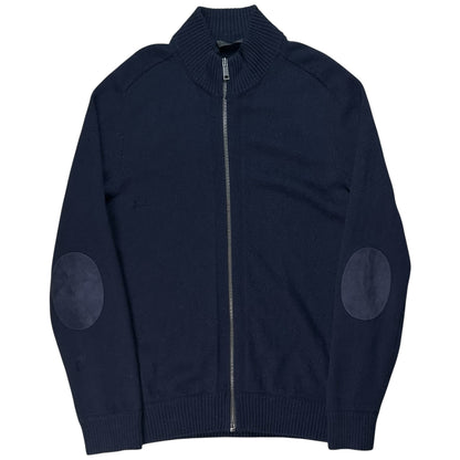 Prada Suede Patch Zip Cashmere Knit Sweater - AW14