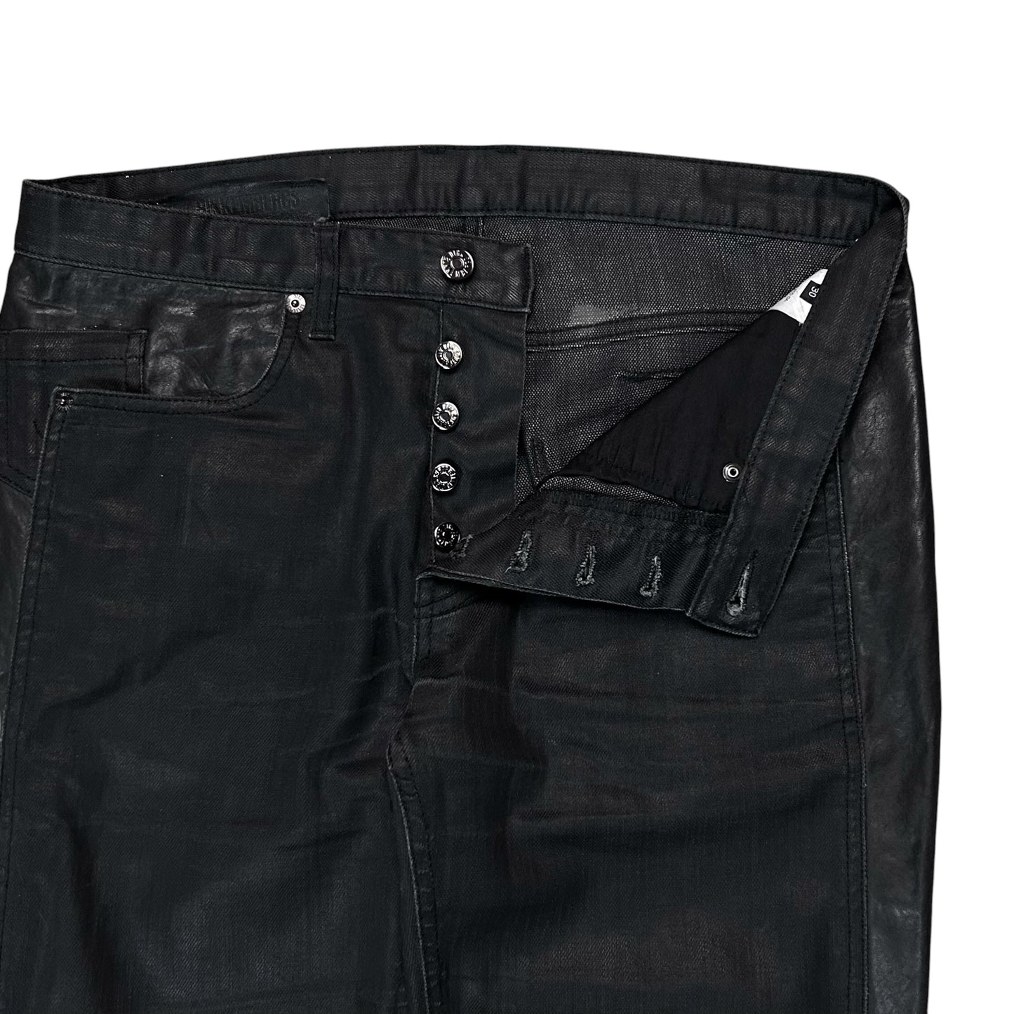 Dirk Bikkembergs Faux Leather Panel Waxed Jeans - SS12