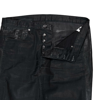 Dirk Bikkembergs Faux Leather Panel Waxed Jeans - SS12