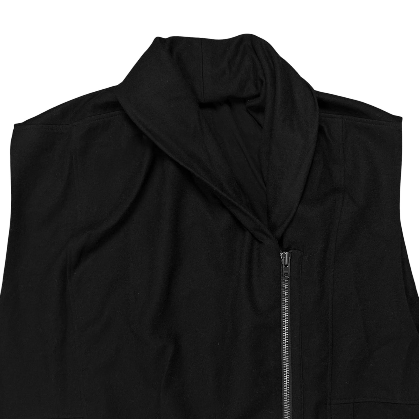 Helmut Lang Asymmetric Zip Drape Collar Wool Vest - AW12