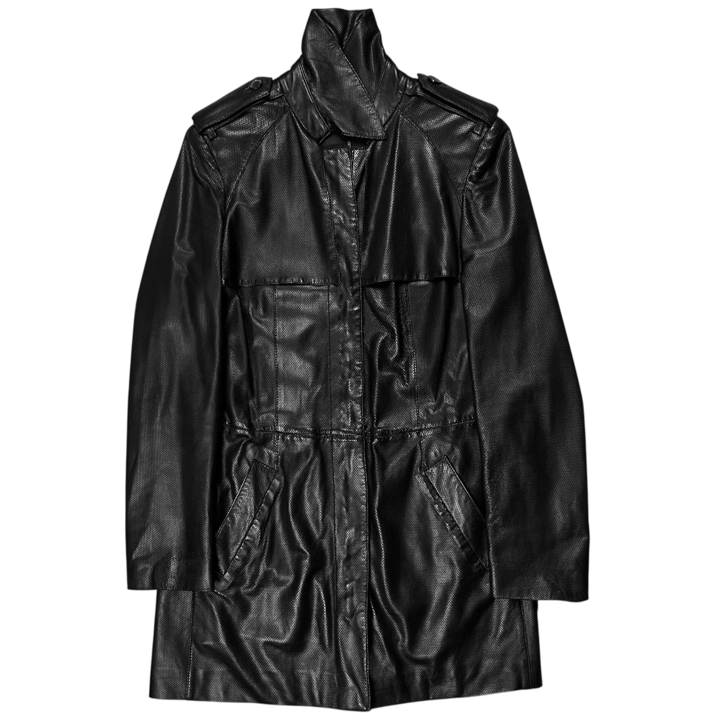 Gucci by Tom Ford Military Safari Perforated Leather Coat - AW97