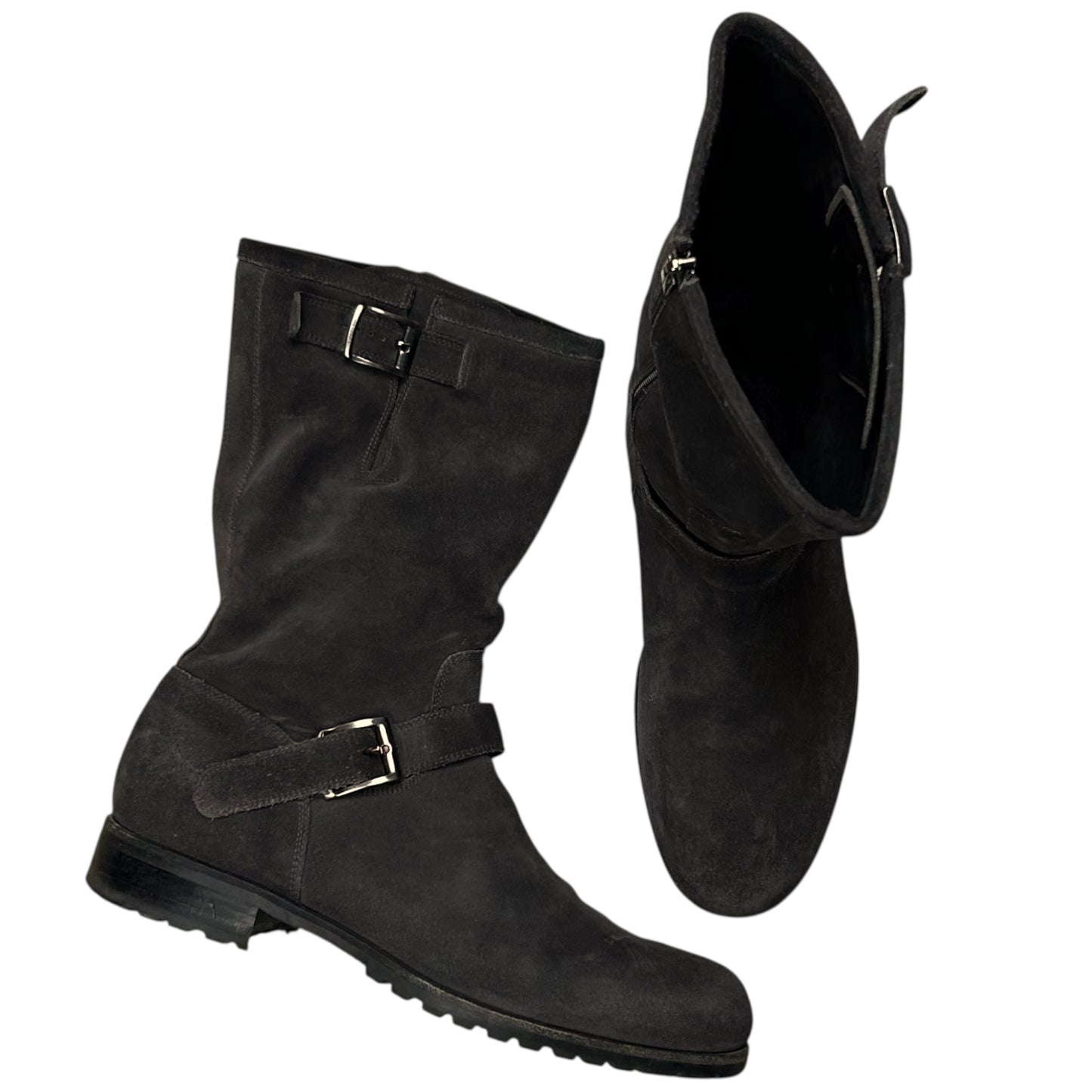 Jil Sander Dual Belted Suede Biker Boots - AW07