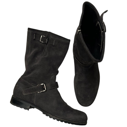 Jil Sander Dual Belted Suede Biker Boots - AW07