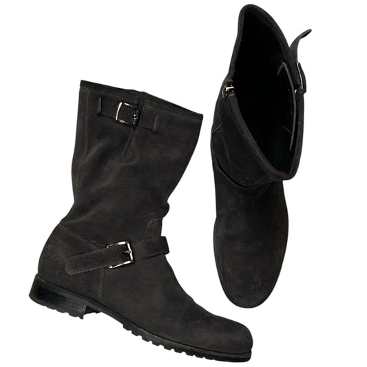 Jil Sander Dual Belted Suede Biker Boots - AW07