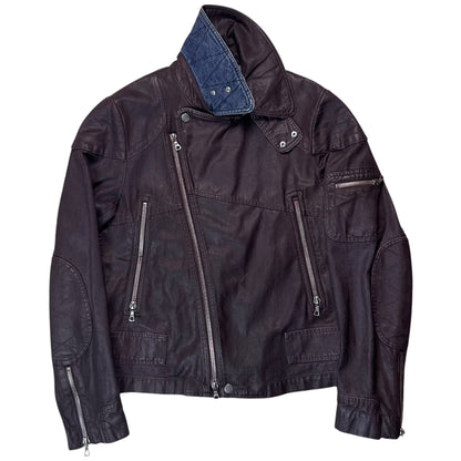 Dries Van Noten Waxed Multi Zip Biker Jacket - AW14