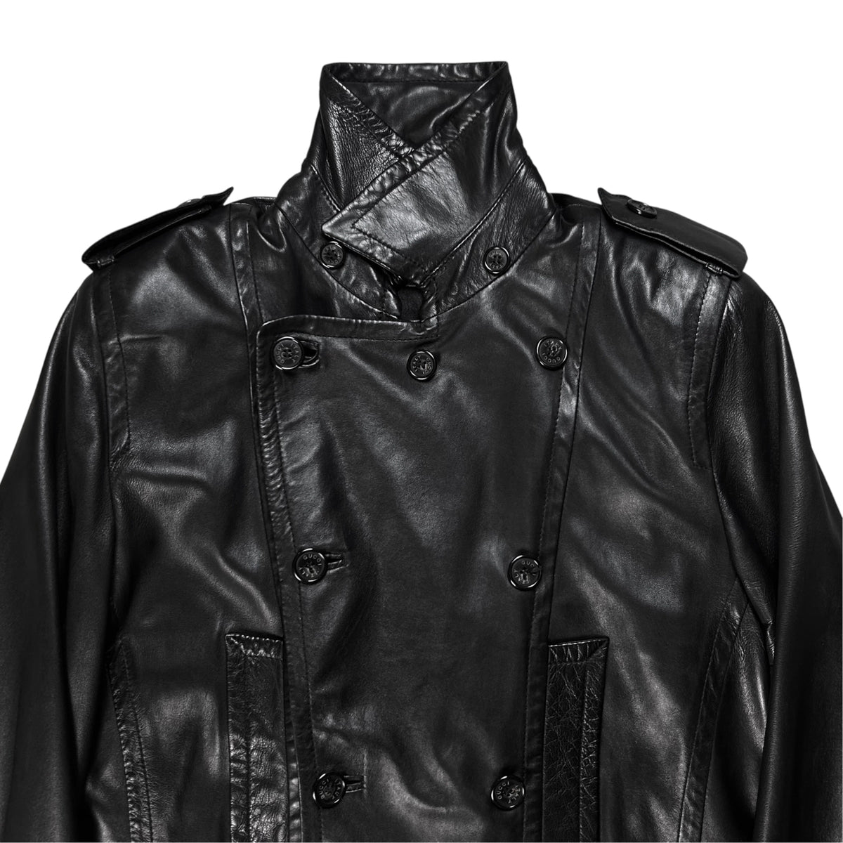 Gucci by Tom Ford Military Leather Peacoat - AW96
