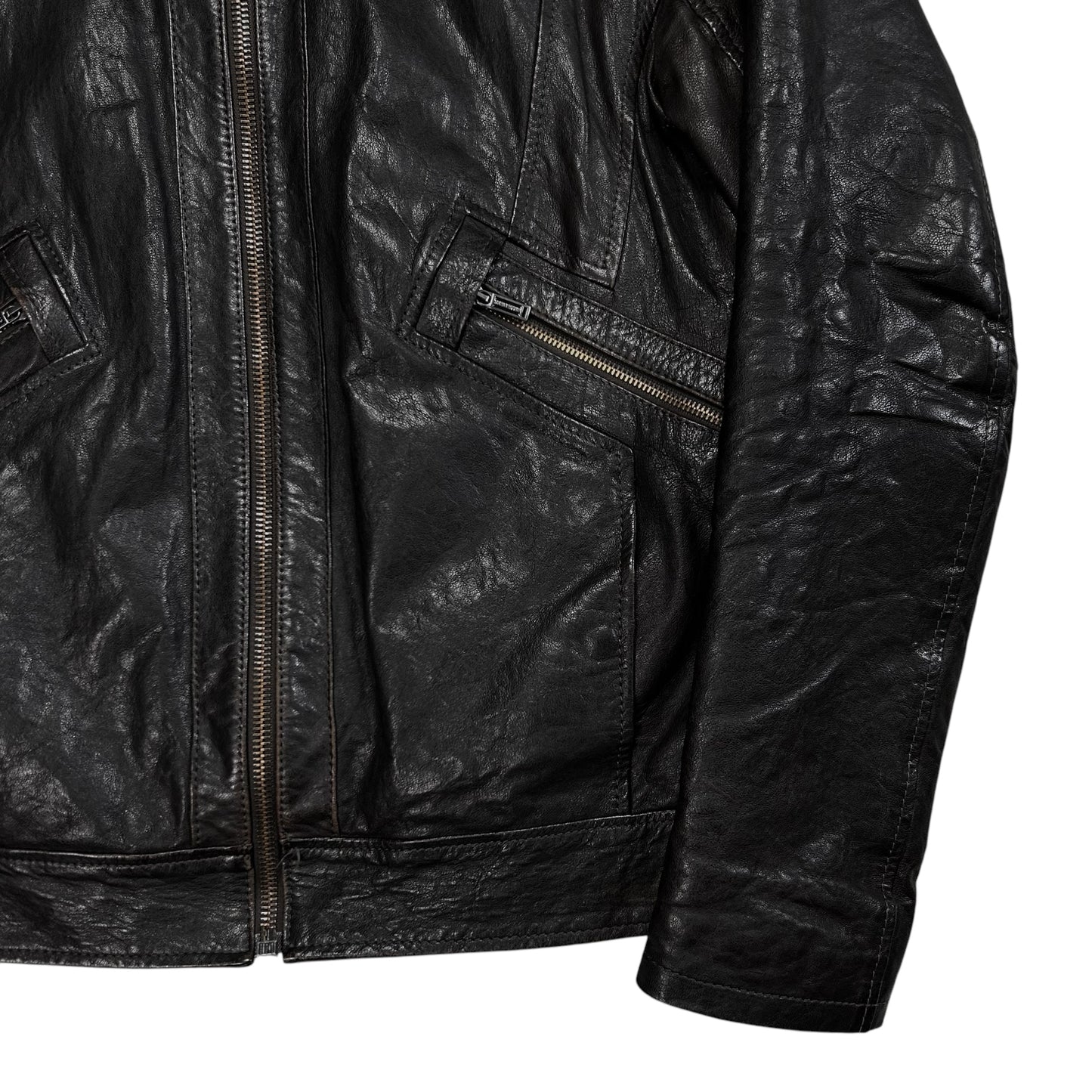 Dirk Bikkembergs Belted Collar Flight Leather Jacket