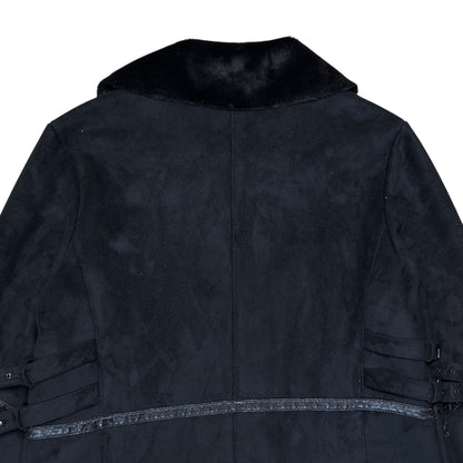 Balmain Multi Strap Faux Suede Coat - 90s