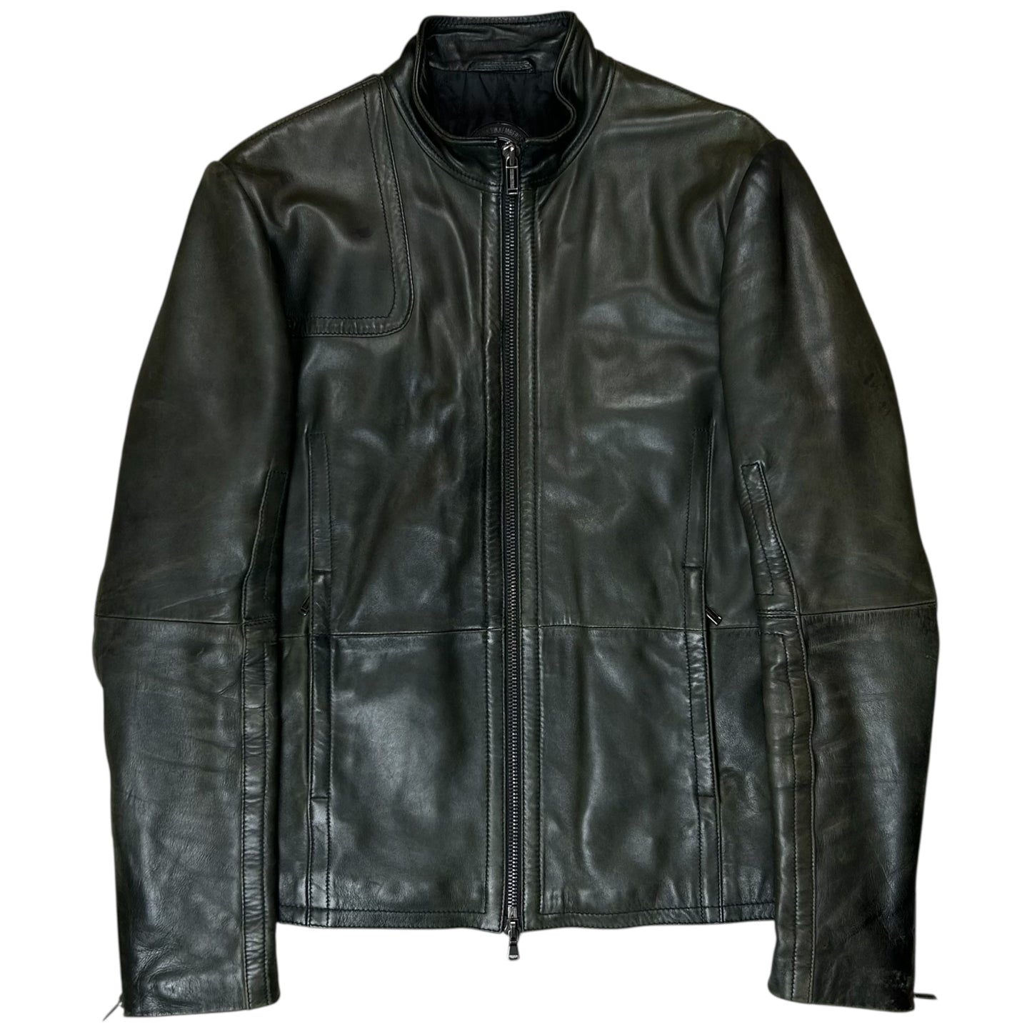 Dirk Bikkembergs Oil Dyed Leather Moto Jacket