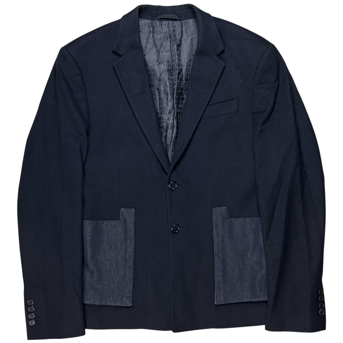 Dirk Bikkembergs Deconstructed Denim Pocket Cashmere Blazer - AW01
