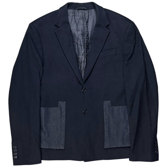 Dirk Bikkembergs Deconstructed Denim Pocket Cashmere Blazer - AW01