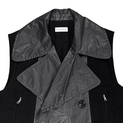 Dries Van Noten Double Breasted Waxed Panel Wool Vest