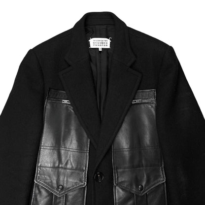 Maison Martin Margiela Sartorial Leather Pocket Patch Wool Coat - AW15