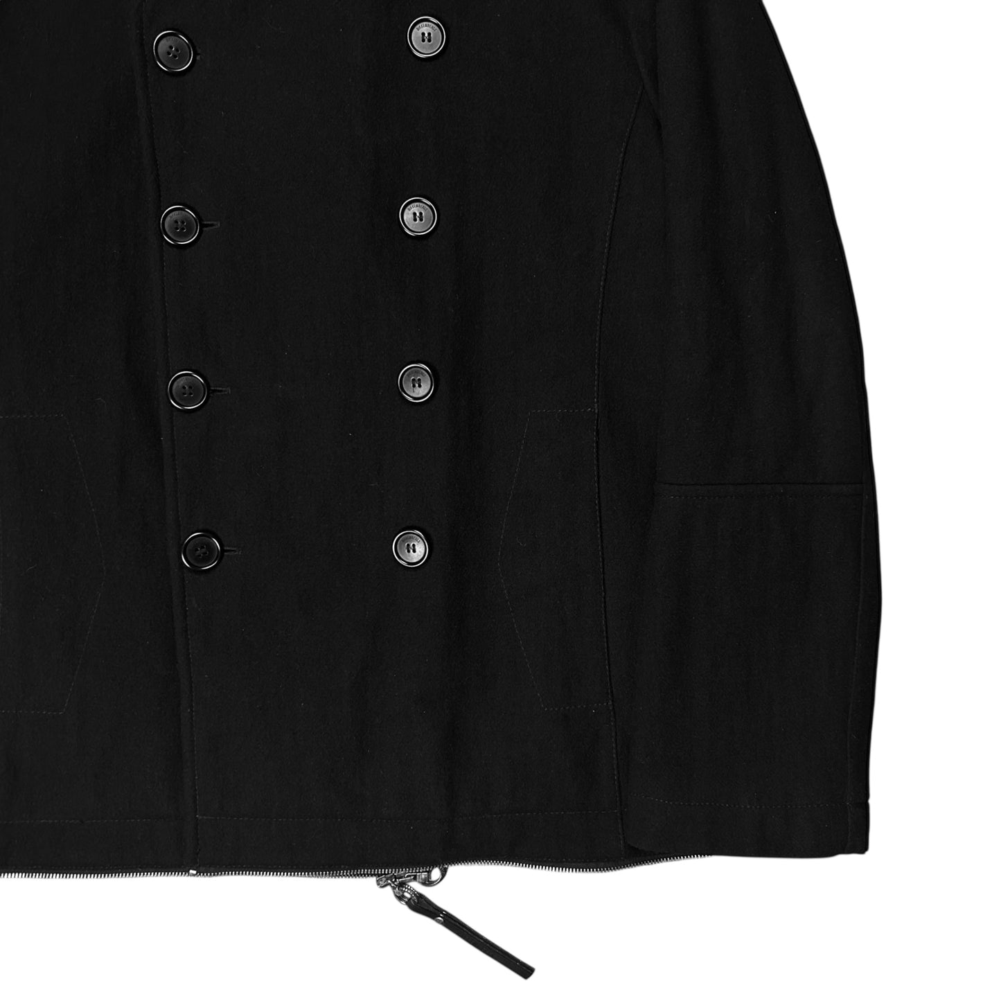 Dirk Bikkembergs Zip Leather Hem Peacoat - AW06