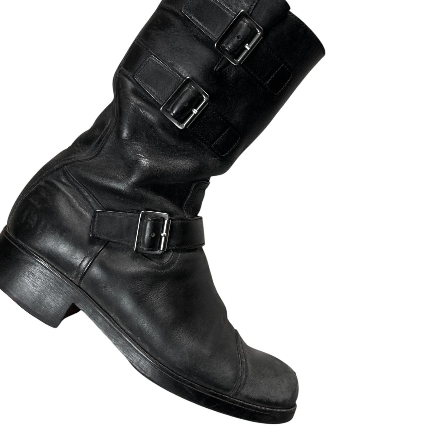 Prada Triple Belted Zip Rider Boots