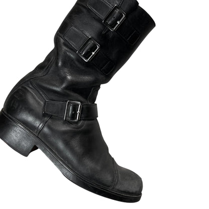 Prada Triple Belted Zip Rider Boots