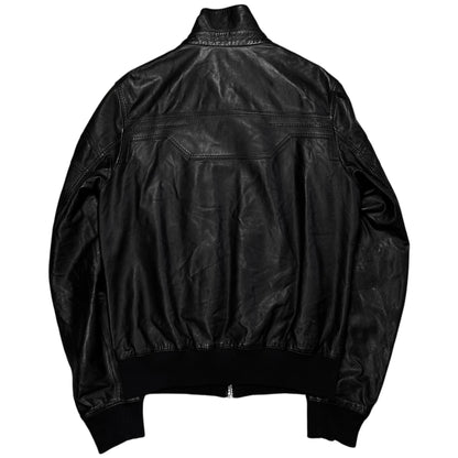 Dior Homme Ridged Moto Bomber Leather Jacket - AW08