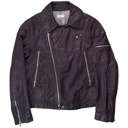Dries Van Noten Waxed Multi Zip Biker Jacket - AW14