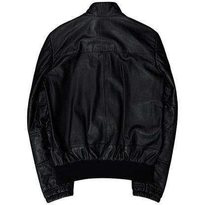 Dirk Bikkembergs Double Layered Zip Bomber Leather Jacket