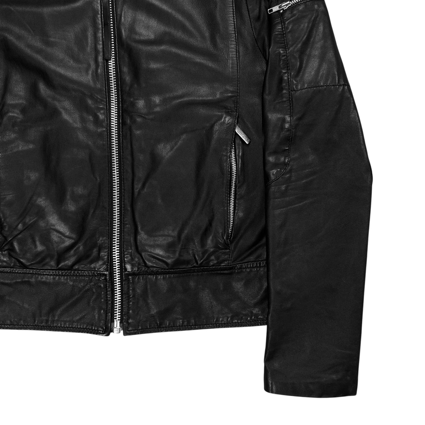 Dirk Bikkembergs Multi Shoulder Zip Racer Leather Jacket