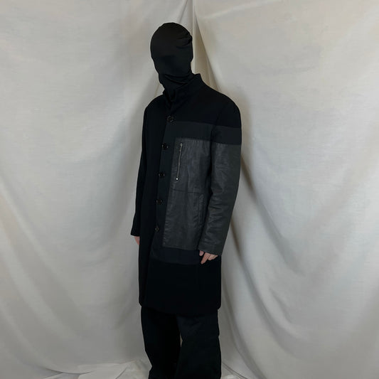 Dirk Bikkembergs Wax Panel Wool Coat