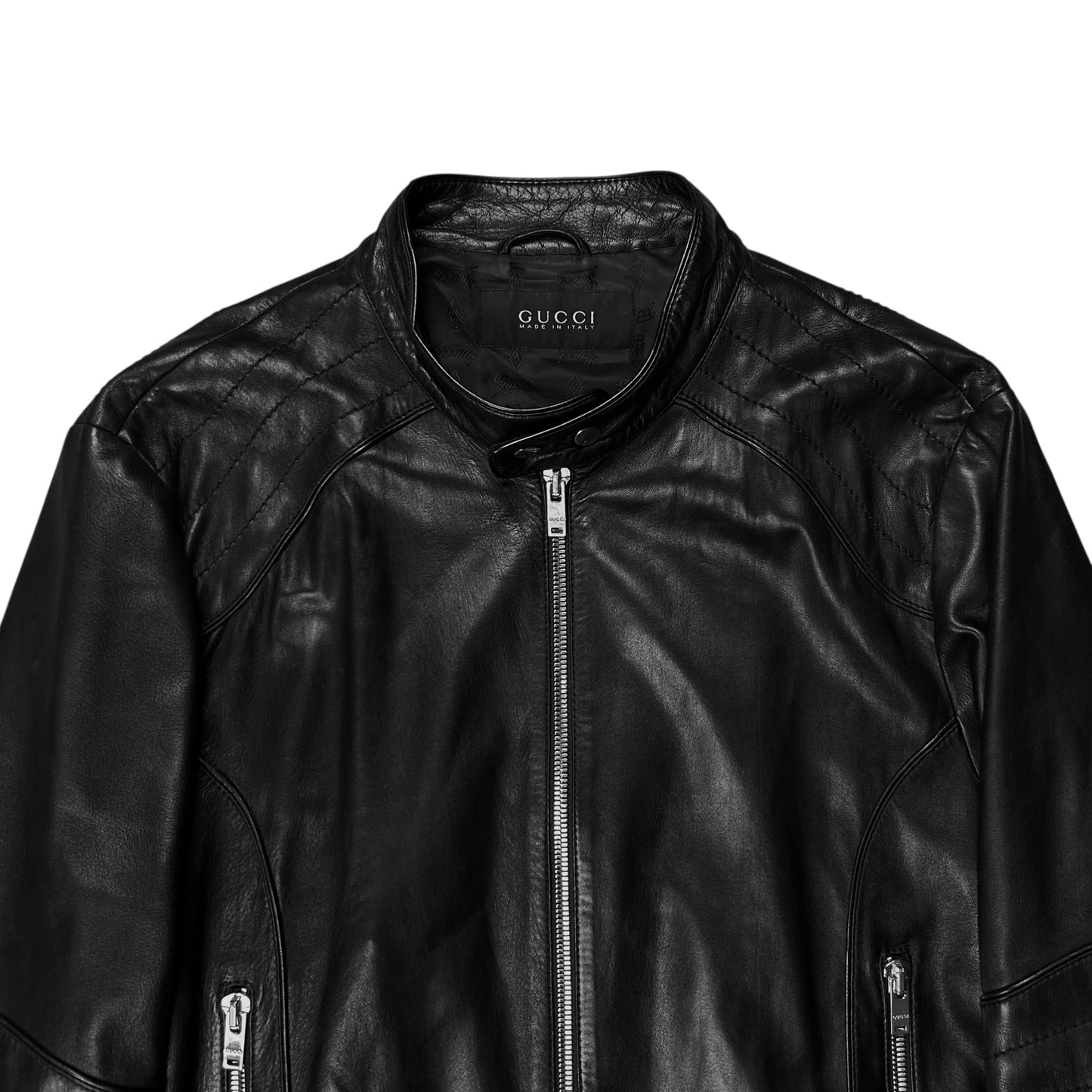 Gucci by Frida Giannini Dual Waist Belt Moto Leather Jacket - AW08