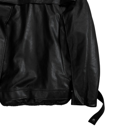 Y/Project Distorted Shoulder Fireman Buckle Faux Leather Jacket - AW20