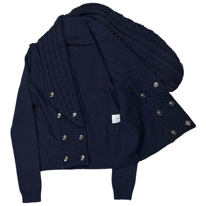Balenciaga Distorted Cable Knit Snap Shawl Cardigan - AW07