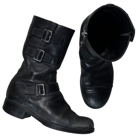 Prada Triple Belted Zip Rider Boots