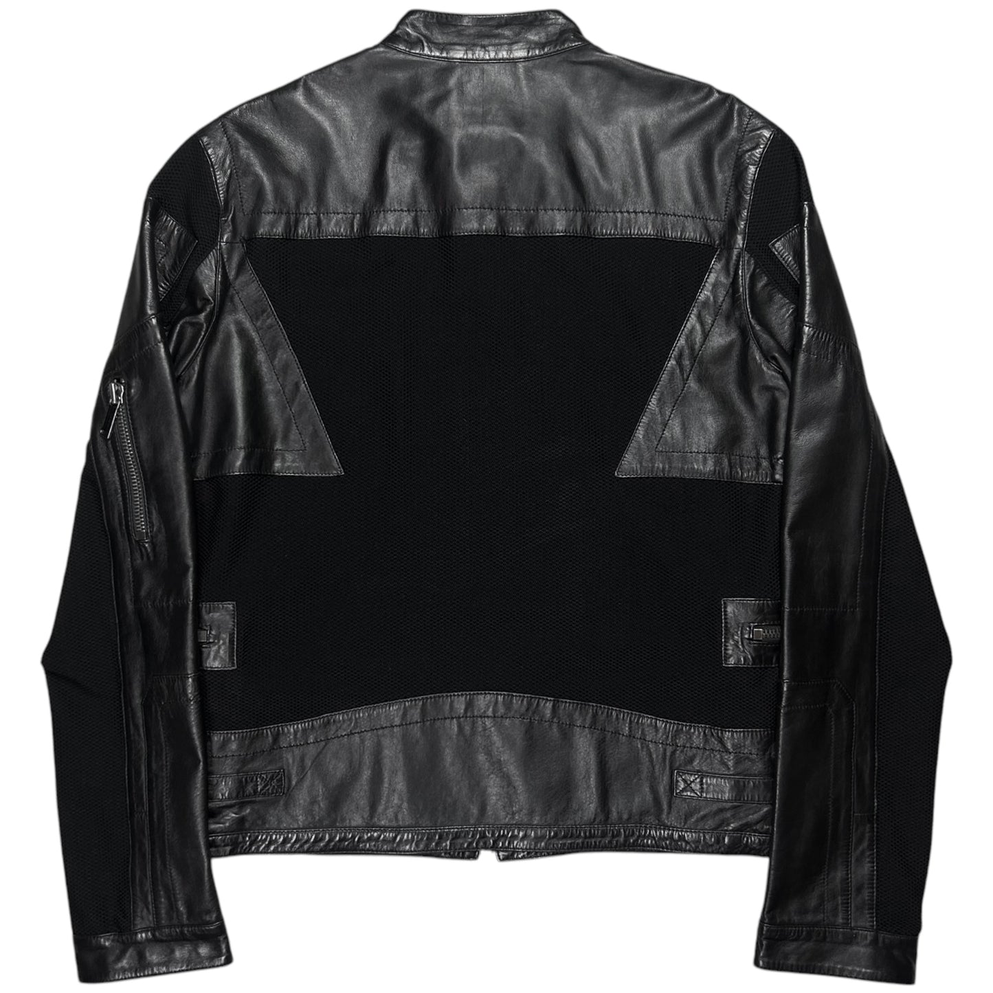 Dirk Bikkembergs Hybrid Leather Mesh Moto Jacket