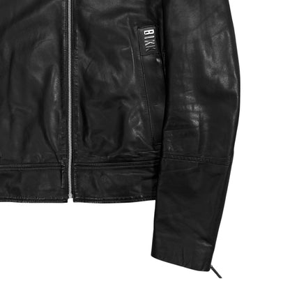 Dirk Bikkembergs Logo Patch Leather Cafe Jacket