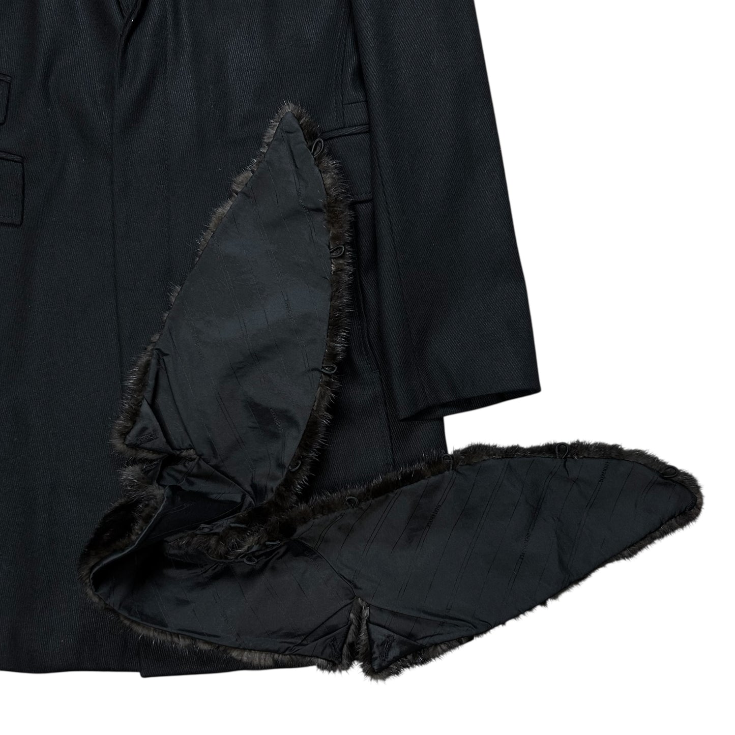 Dirk Bikkembergs Mink Fur Collar Wool Coat - AW08