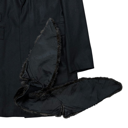 Dirk Bikkembergs Mink Fur Collar Wool Coat - AW08