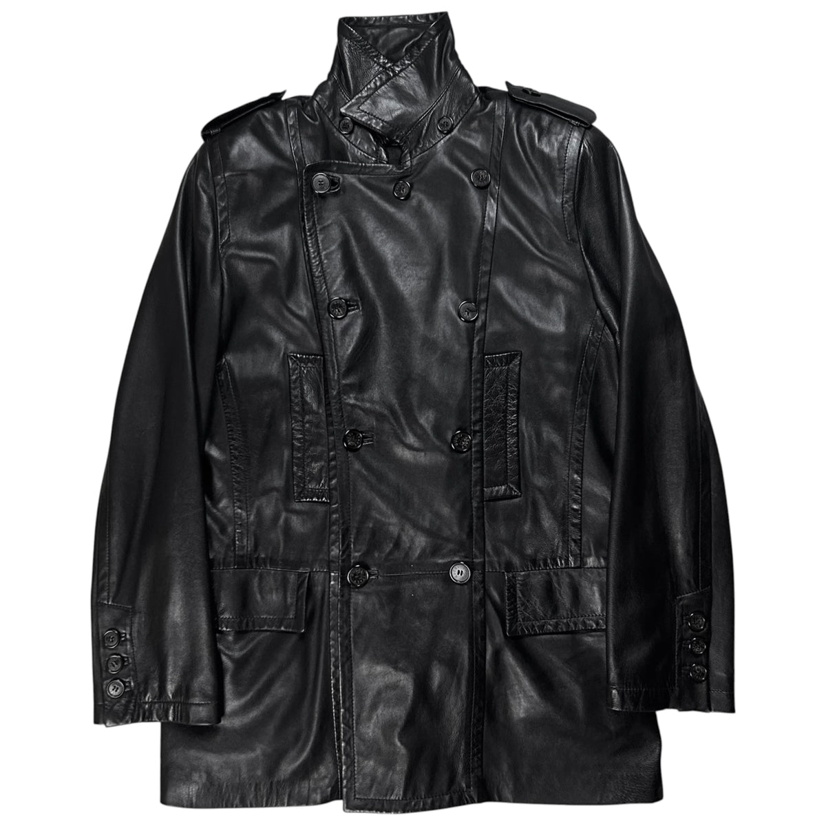 Gucci by Tom Ford Military Leather Peacoat - AW96