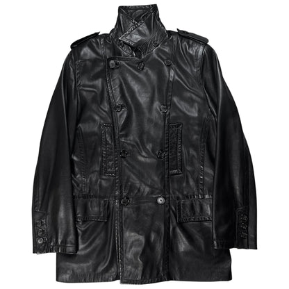 Gucci by Tom Ford Military Leather Peacoat - AW96