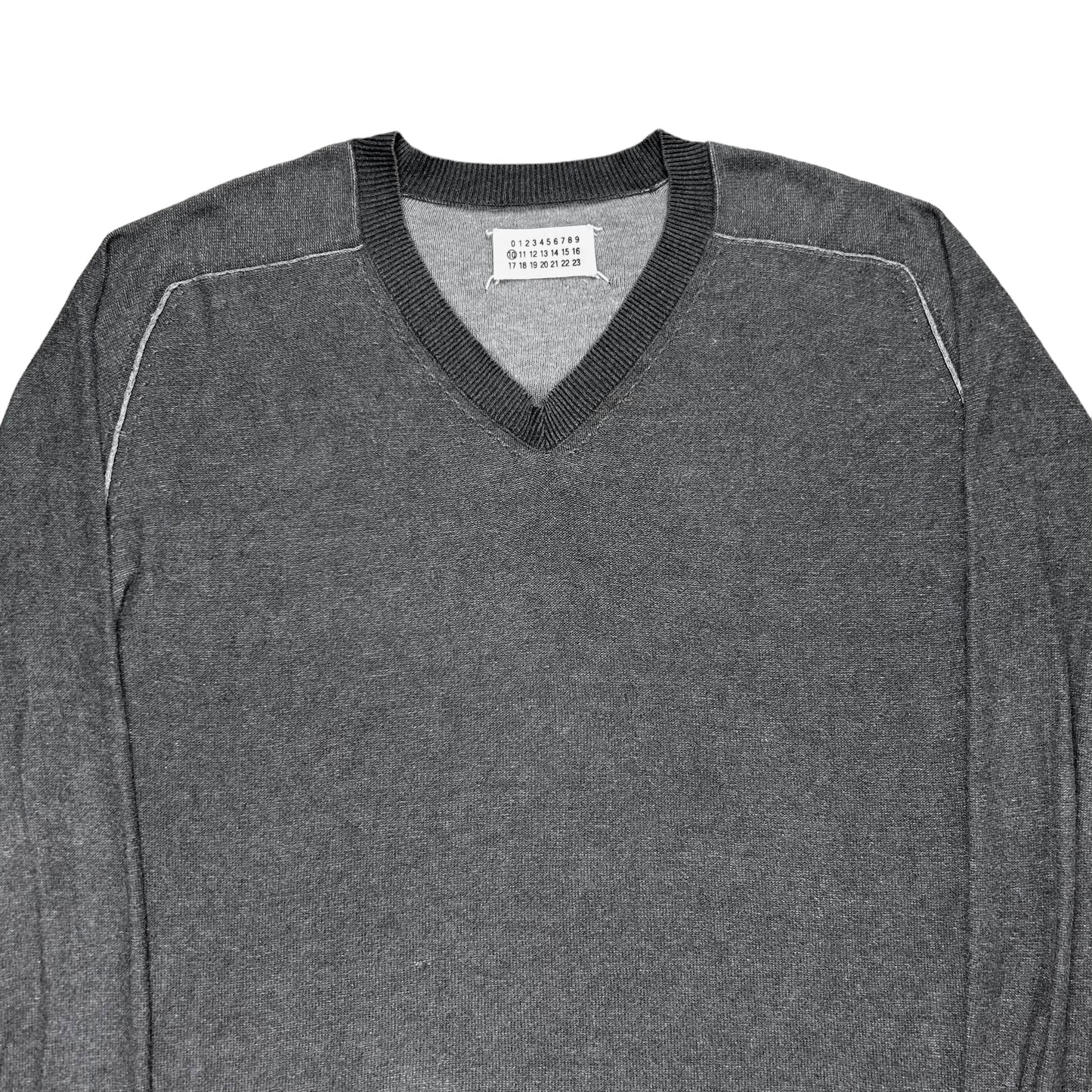 Maison Martin Margiela Contrast Distressed V-Neck Sweater