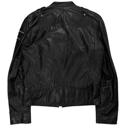 Dirk Bikkembergs Multi Shoulder Zip Racer Leather Jacket