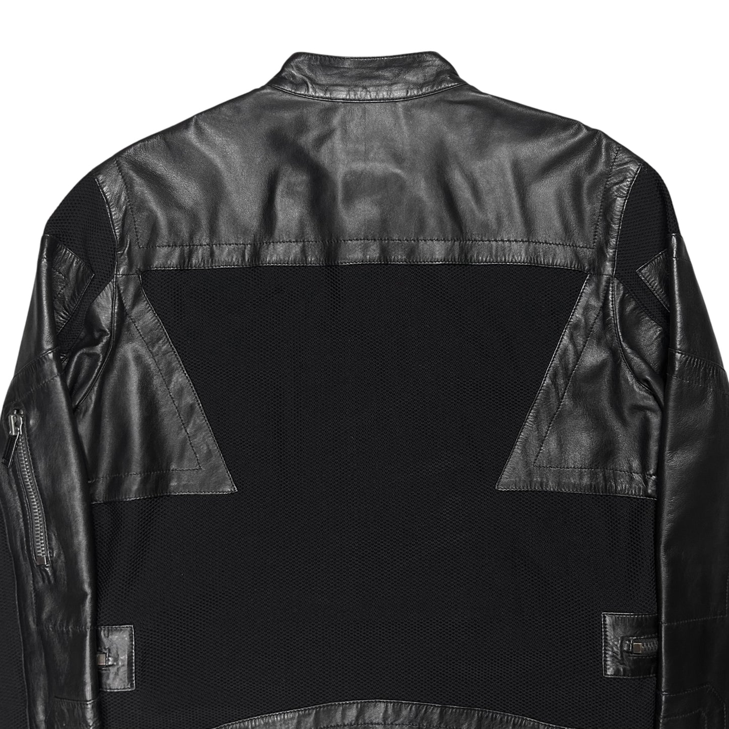 Dirk Bikkembergs Hybrid Leather Mesh Moto Jacket