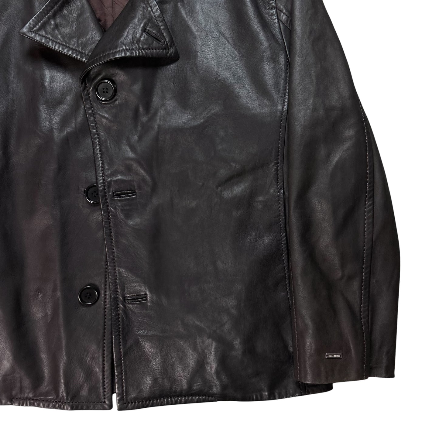 Dirk Bikkembergs Military Leather Peacoat - AW09